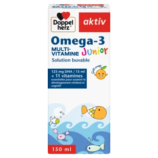 Illustration of the product packaging Doppelherz aktiv Omega-3 Junior front view